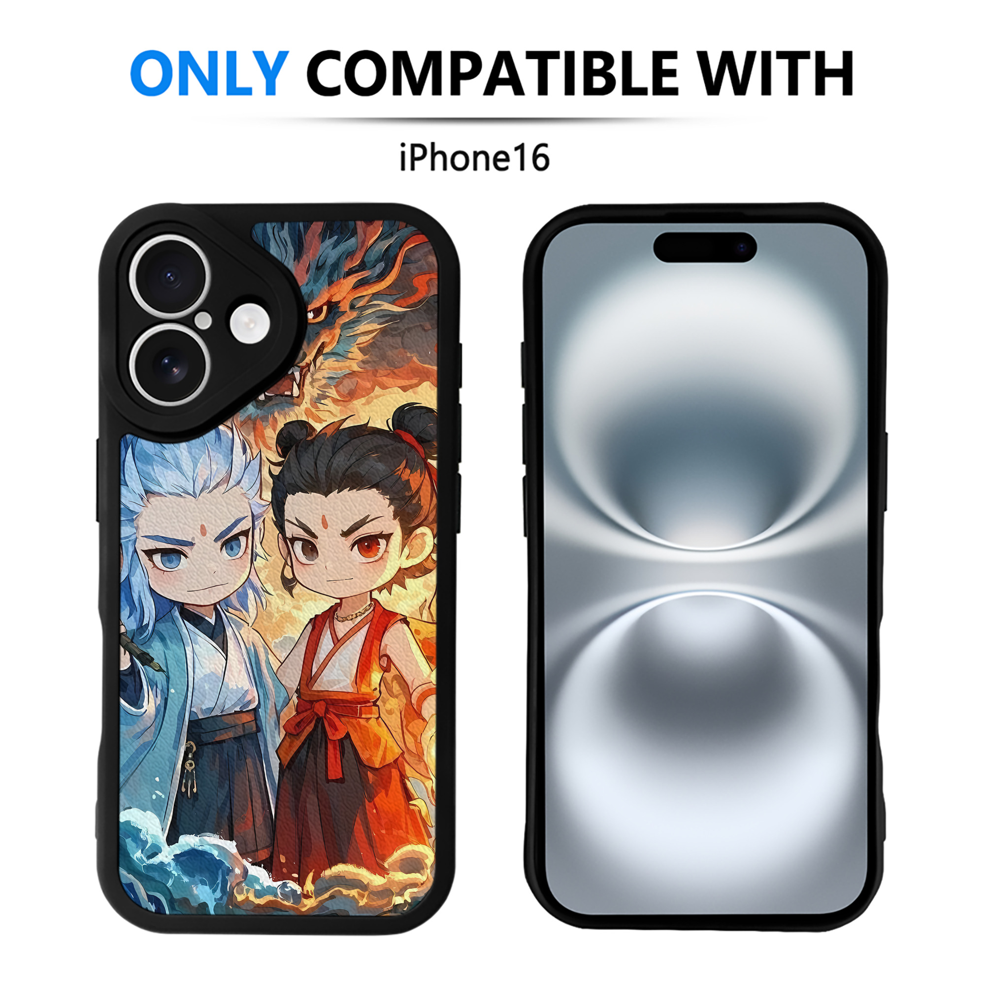 （画像用） Ne Zha 2 ナタ 魔童の大暴れ 【iPhone 16シリーズ対応】シリコンスマホケース（レザー調） 材質：シリコン